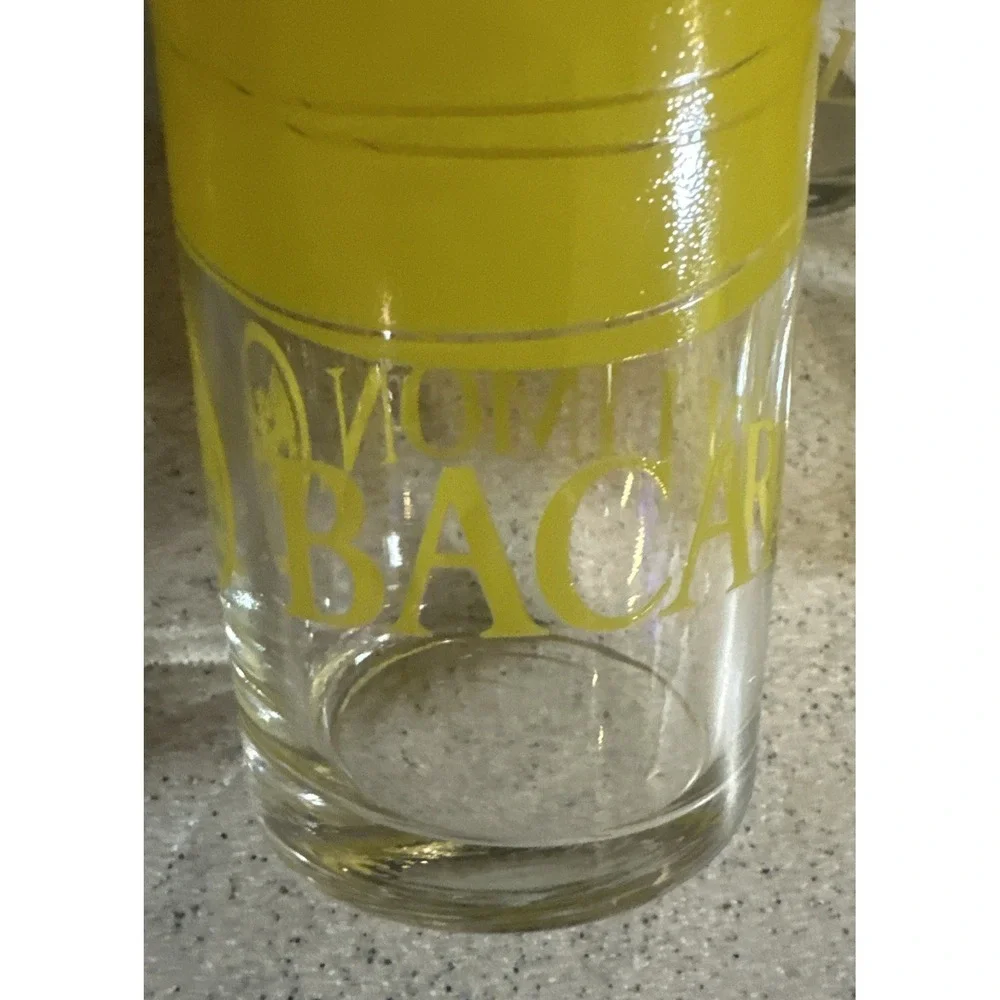 Bacardi Highball Glasses Set of 4 Yellow Bat Logo Rum Barware Tumblers